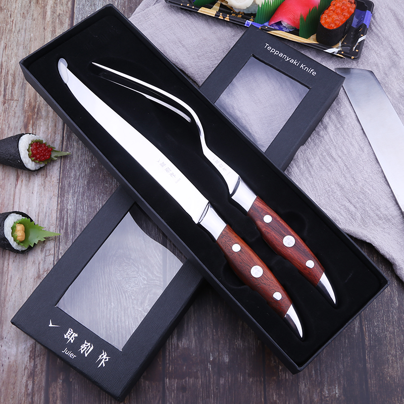 YilangbiezuoTeppanyaki knife and fork Japanese style steak knife and fork combination fancy Teppanyaki French cuisine knife and fork